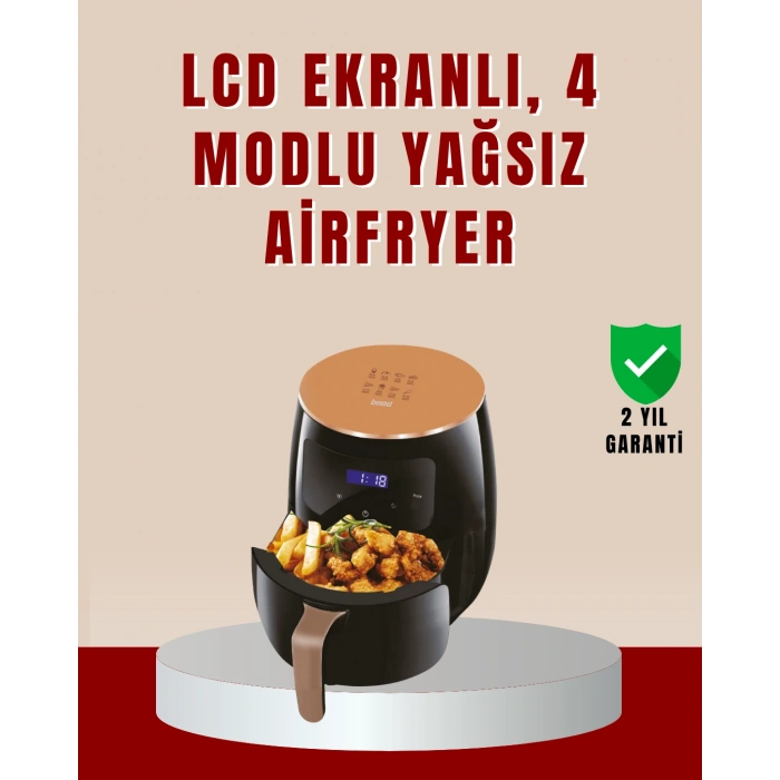 6 Litre Büyük Kapasiteli Dokunmatik Airfryer 2400w Yağsız Fritöz