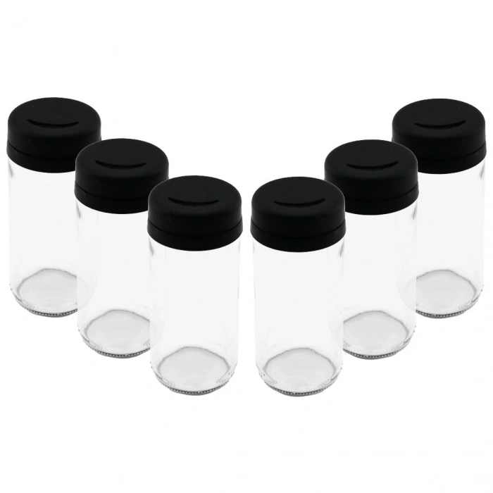 6 PCS CAM - 225ML BAHARATLIK - TUZLUK PLASTİK KAPAK (5324)