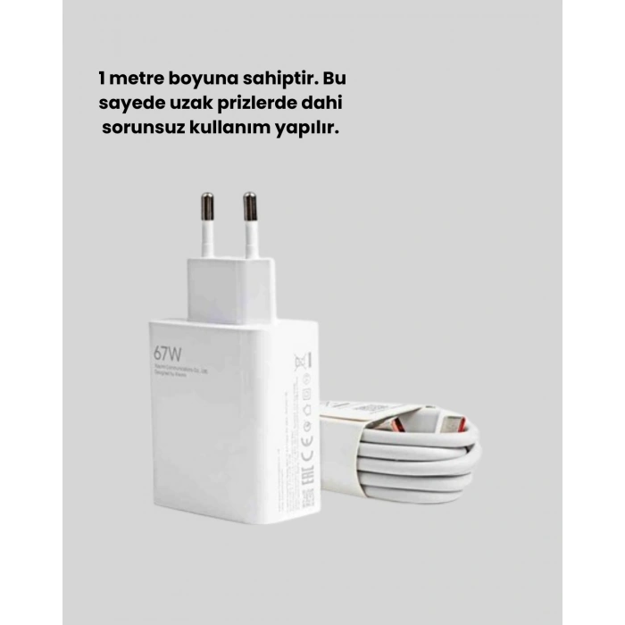 67 Watt Ultra Hızlı Şarj Adaptörü  Redmi 9 10 12C Uyumlu
