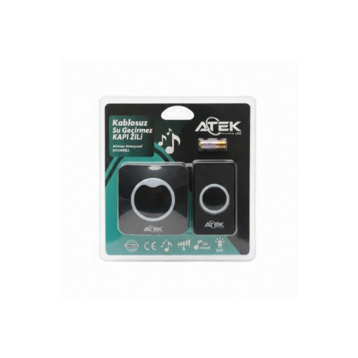 Siyah Kablosuz Su Geçirmez Kapı Zili