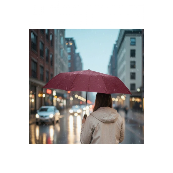 Bordo Kılıflı Otomatik Kompakt Şemsiye