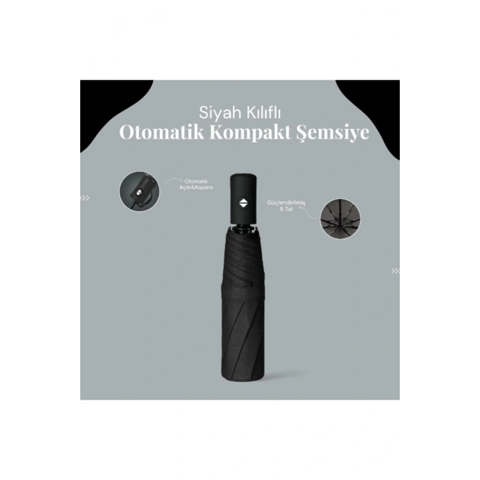 Siyah Kılıflı Otomatik Kompakt Şemsiye