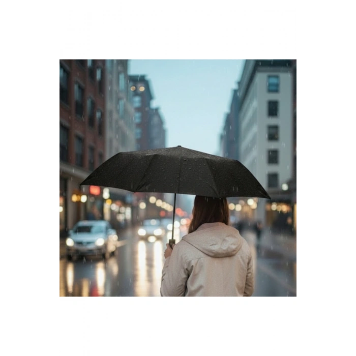 Siyah Kılıflı Otomatik Kompakt Şemsiye
