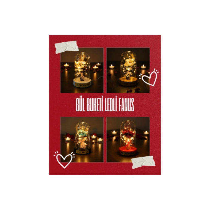 Gül Buketi Ledli Fanus