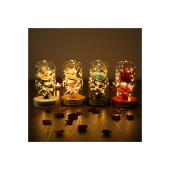 Gül Buketi Ledli Fanus