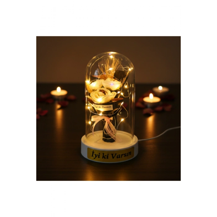 Gül Buketi Ledli Fanus