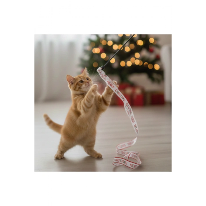 Yılbaşı Temalı Kedi Oyun Oltası