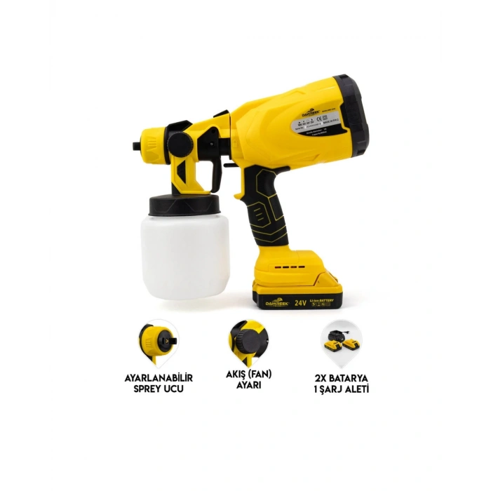 Profesyonel Akülü Püskürtme Tabanca Kablosuz Güçlü Boya Uygulama