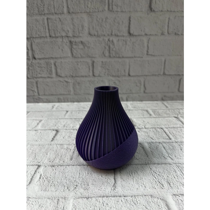 Mor Çizgili Dekoratif Vazo 11 cm Modern Tasarım Aksesuar