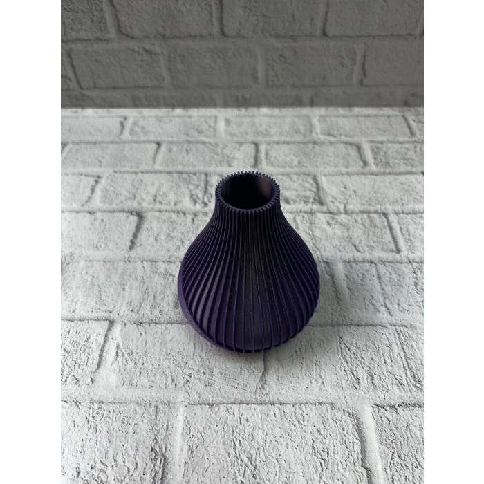 Mor Çizgili Dekoratif Vazo 11 cm Modern Tasarım Aksesuar