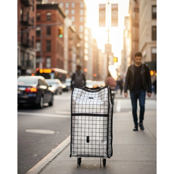 Katlanabilir Yapılı Çok Amaçlı Tekerlekli Alışveriş Çantası