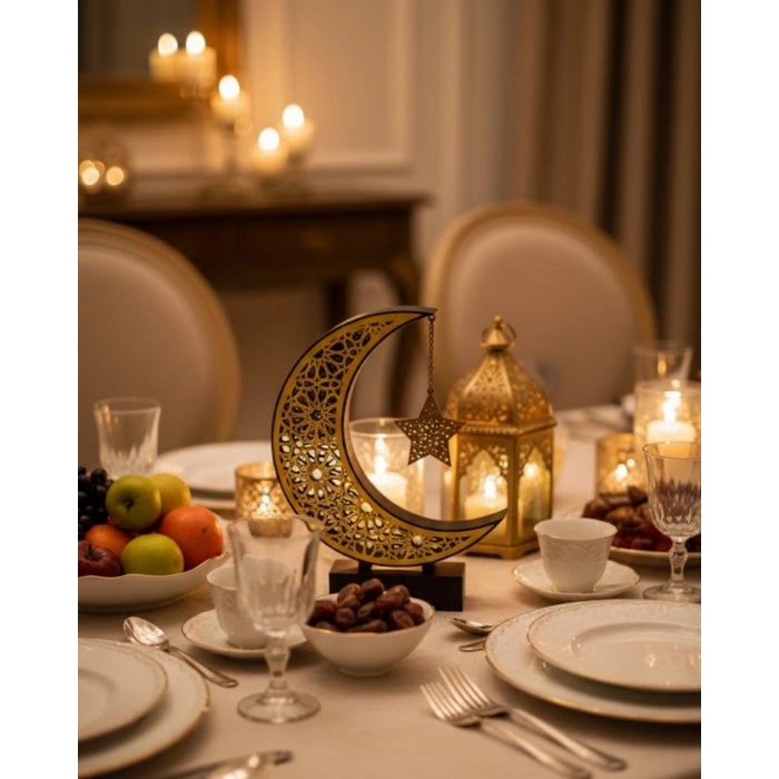 3D Hilal Yıldız Biblo 23x23 cm Şık ve Zarif Dekorasyon