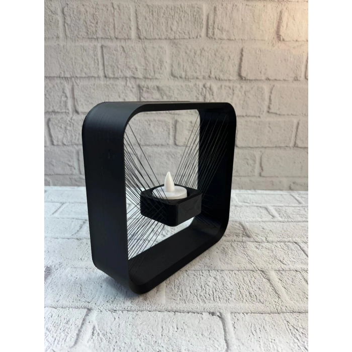 Kare Askılı Mumluk Duvara Asılan Şık Dekoratif Mumluk 16×16 cm