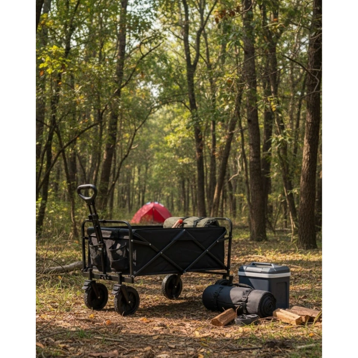 Çok Amaçlı Katlanabilir Kamp Arabası Bahçe Alışveriş Taşıma Vagonu