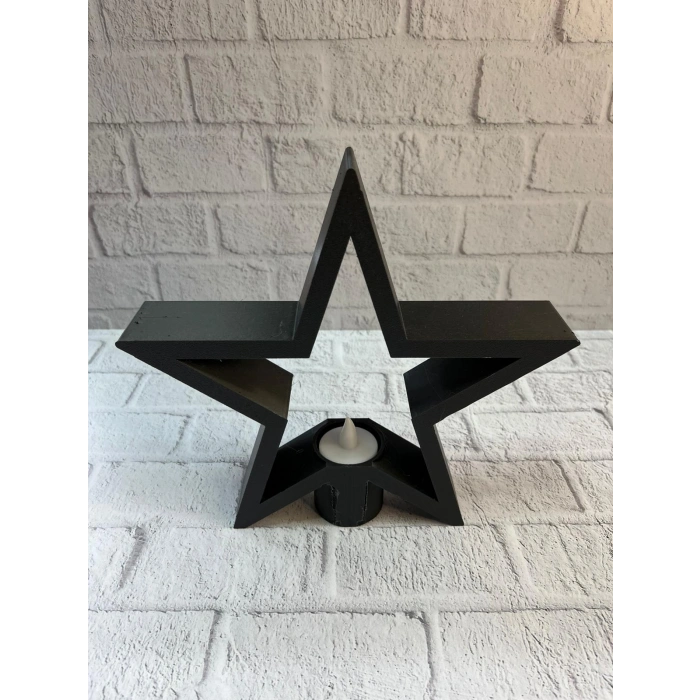 Siyah Yıldız Şeklinde Mumluk Loş Işık Dekor Aksesuarı