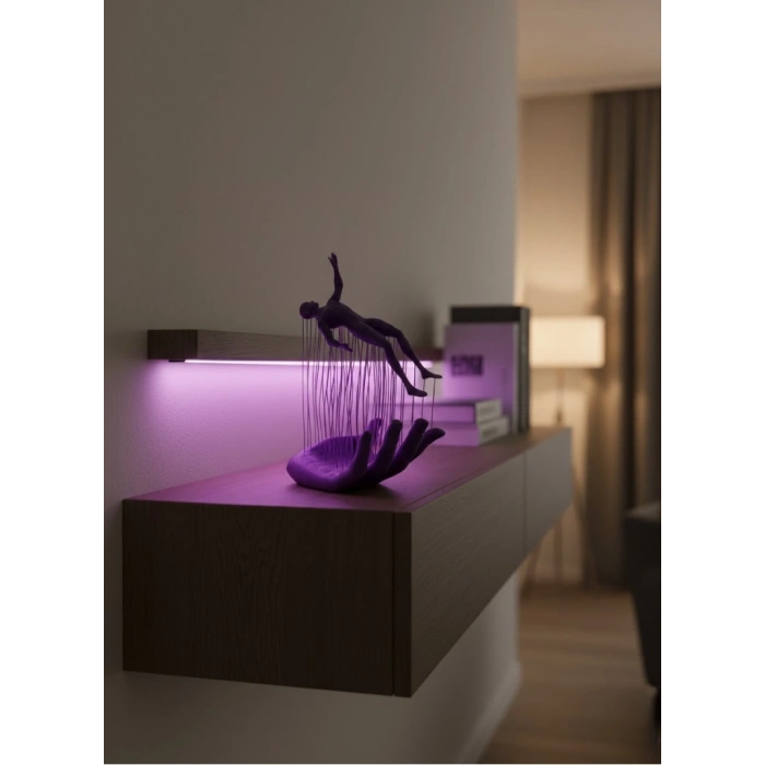 Mor El İnsan Figürü Dekoratif Biblo Minimal Modern Salon Raf ve Masa Üstü Aksesuar