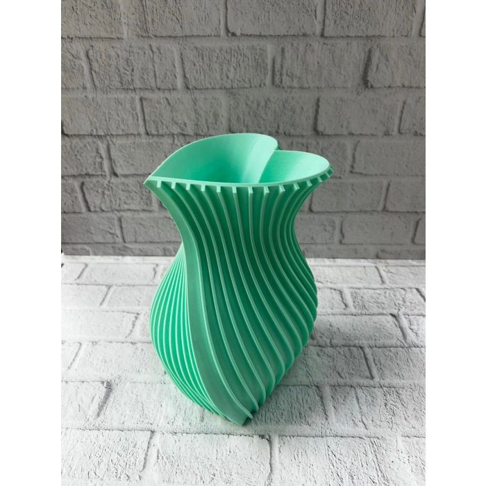 Kalpli Turkuaz Dekoratif Vazo 24 cm Modern Şık Tasarım