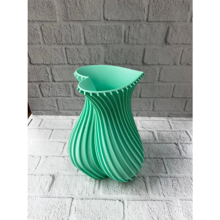 Kalpli Turkuaz Dekoratif Vazo 24 cm Modern Şık Tasarım