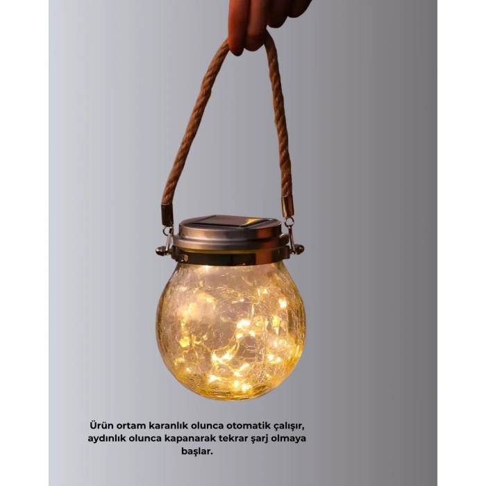 Güneş Enerjili Cam Sarkıt Bahçe Balkon Teras Aydınlatma 30 LED