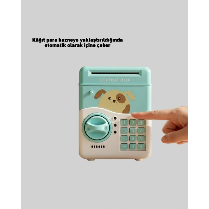 Su Yeşili Elektronik Şifreli ATM Tasarımlı Para Biriktirme Kumbarası