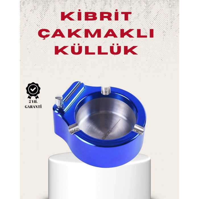 Metal Küllük ve Çakmak Seti Yuvarlak Modern Tasarım