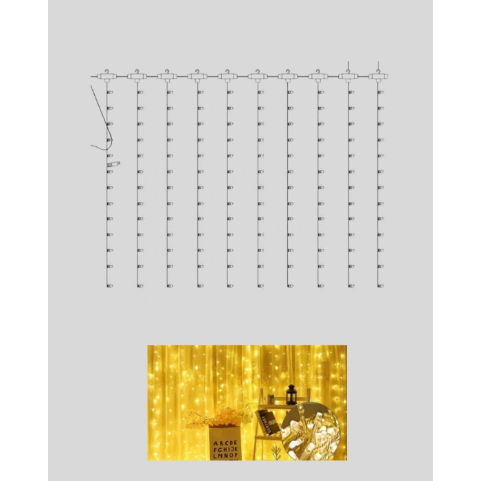 Zaman Ayarlı 8 Modlu Günışığı Perde Led Işık USB Çalışma