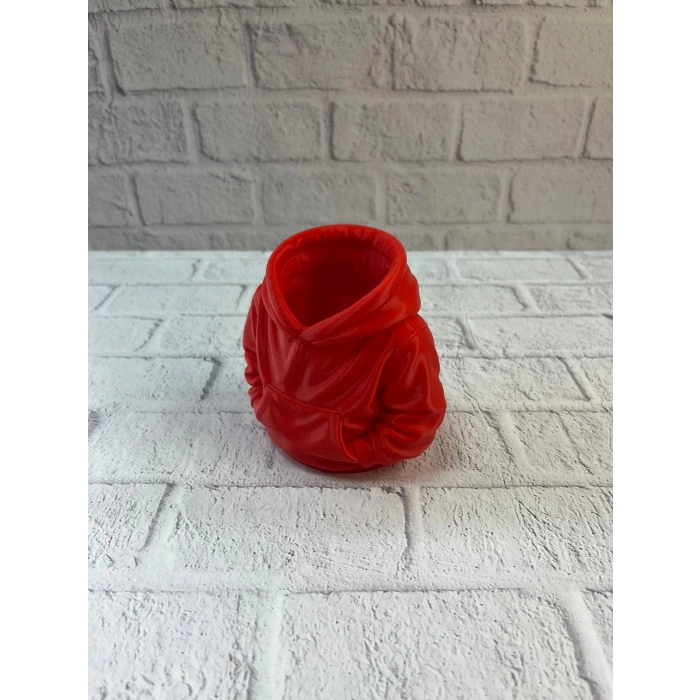 Kırmızı Hoodie Kalemlik 10x10 cm Masa Üstü Düzenleyici