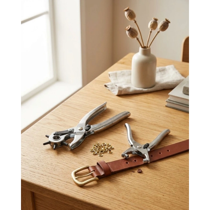 Kemer Delme Pensesi 2li Set Deri Ürünler İçin Pratik Delik Açma Aparatı