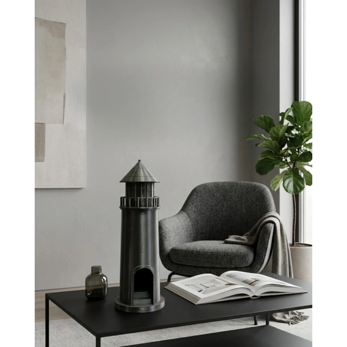 3D Siyah Deniz Feneri Dekoratif Obje Modern Ev ve Ofis Aksesuarı