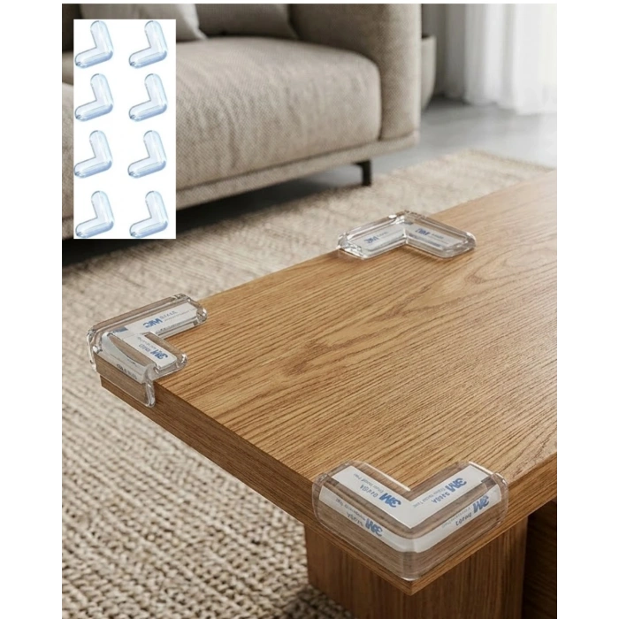 Şeffaf Köşe Koruyucu 8 Adet Set Çocuk Güvenlik Masa Köşe Aparatı