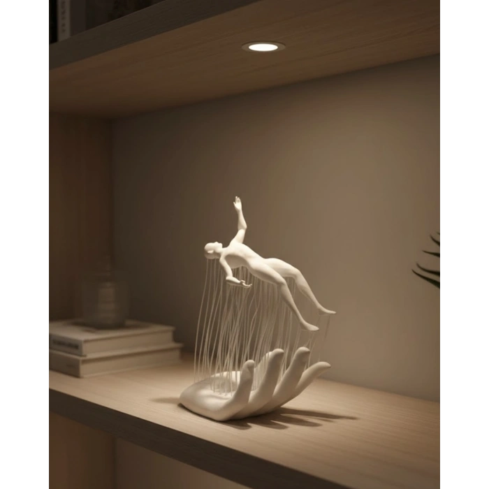 3D El Üzerinde İnsan Figürü Beyaz Minimal Masa Üstü Dekor