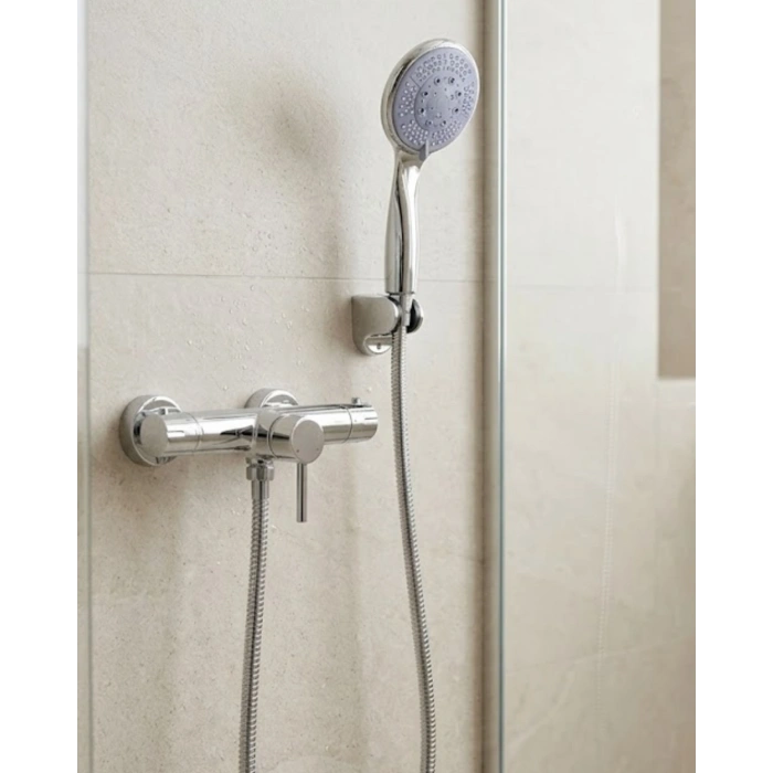 Mavi 4 Fonksiyonlu El Duşu Başlığı Seti Spiral Hortum ve Duş Askısı