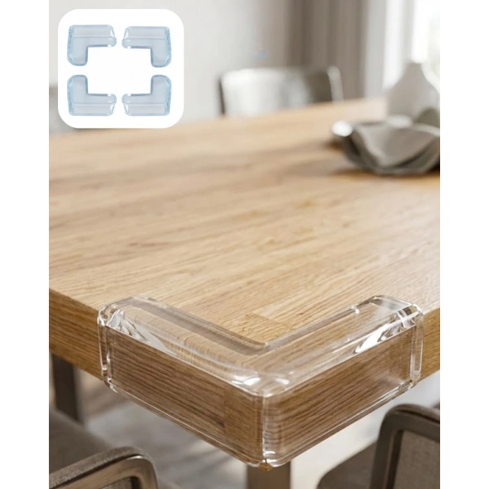 Çocuk Güvenlik Köşe Koruyucu 4 Lü Set Masa Sehpa Köşe Aparatı