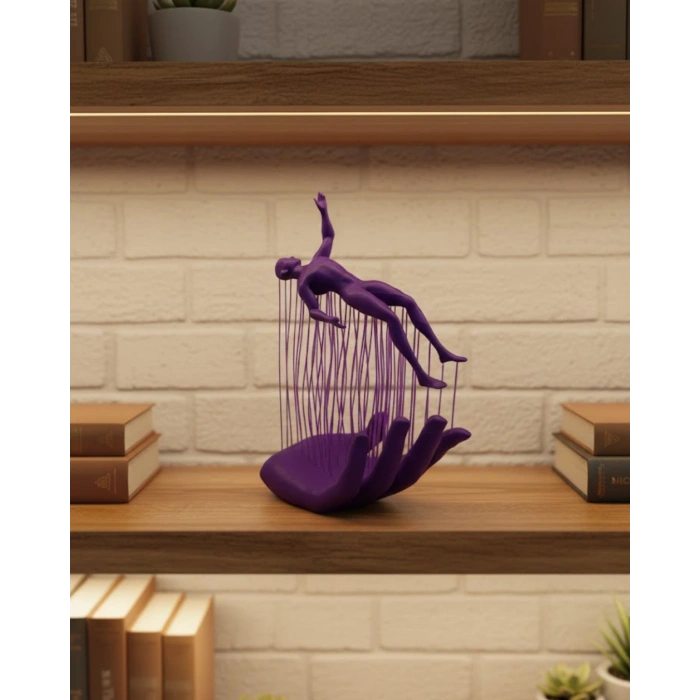 3D El Formlu İnsan Figürü Mor Özgün Sanat Biblosu 12x18 cm