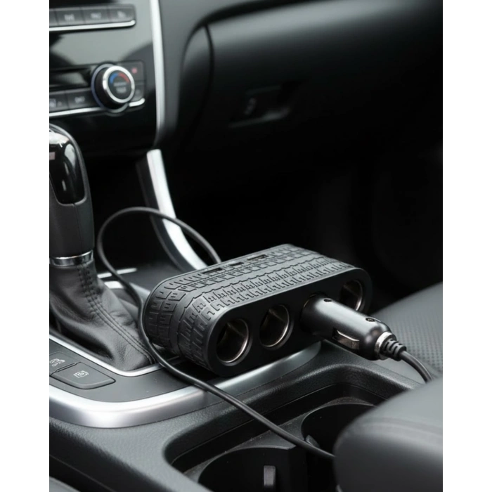 Araç Çakmak Çoklayıcı 4 Çıkışlı 2 USB ve Type C Girişli Çok Fonksiyonlu Şarj Ünitesi