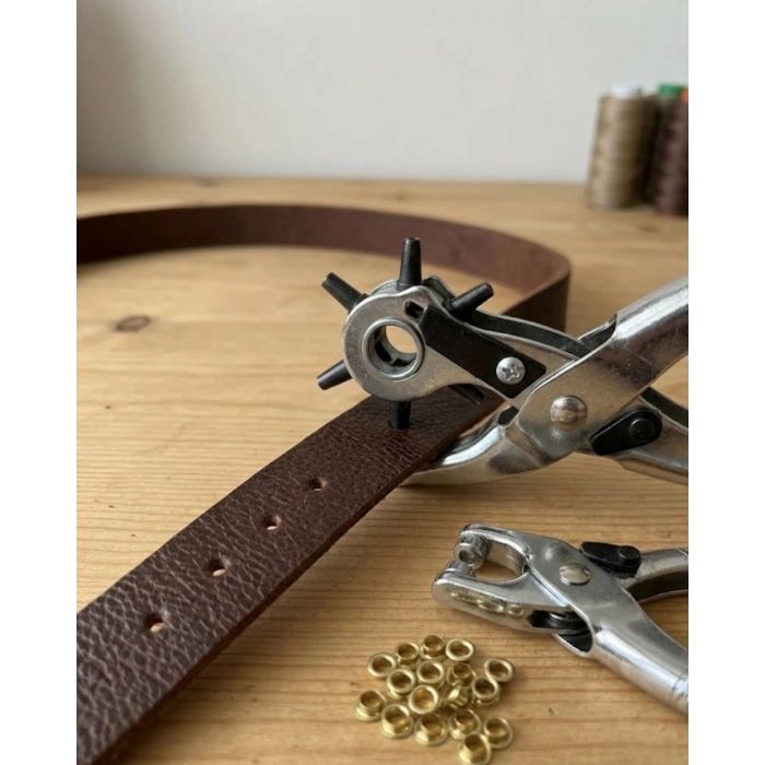 Deri Delme Aparatı 2li Kemer Çanta Ayakkabı Delme Pensesi Seti