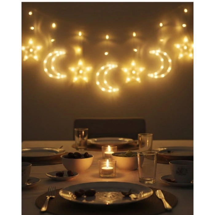 Dekoratif Büyük Ay Yıldız Ramazan Led Işık