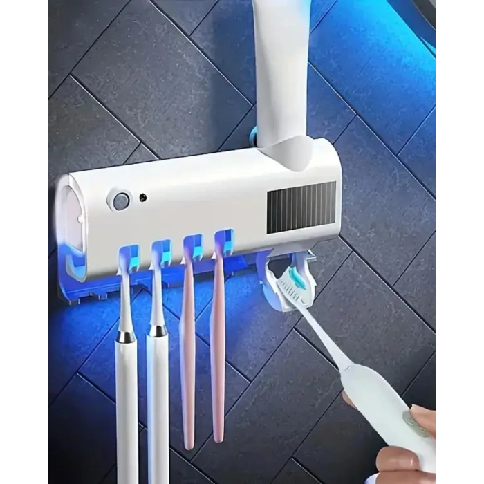 Sensörlü UV Sterilize Diş Fırçası Tutucu ve Macun Sıkma Aparatı
