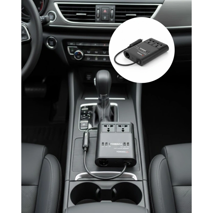 Araç İçin 12V 24V Güç Dönüştürücü 220V Priz ve USB Portlu