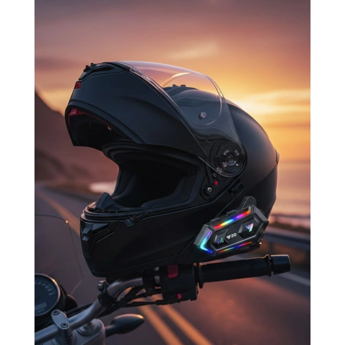 16 Mod RGB Işıklı Motosiklet Intercom Çift Telefon Destekli