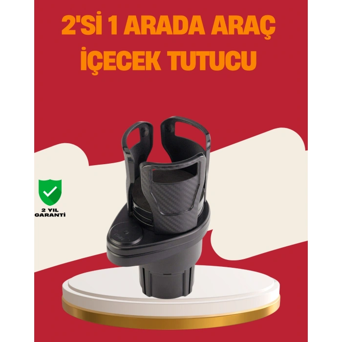 Otomobil Bardak Tutucu İkisi Bir Arada 360° Dönebilen Geniş Kapasiteli