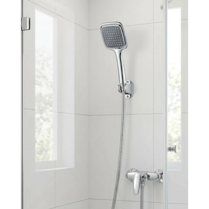 Siyah El Duşu Seti Spiral Duş Hortumu ve Duvar Askılı Çok Fonksiyonlu Duş Başlığı