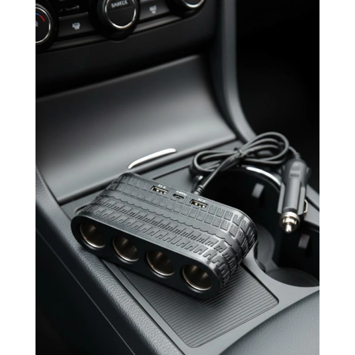 Araç İçi Güç Dağıtıcı 4 Çakmaklık 2 USB 1 Type C Şarj Ünitesi