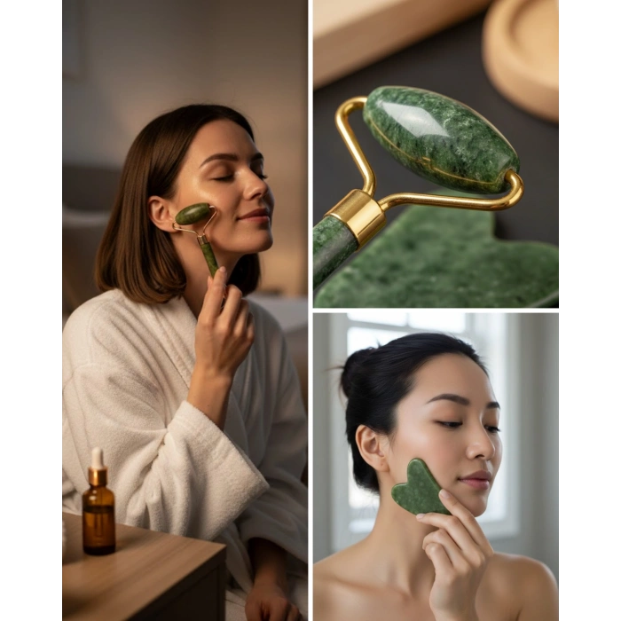 Yüz Masaj Aleti Roller ve Gua Sha 2li Set