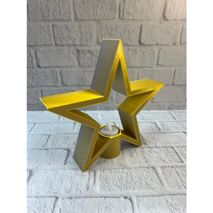 Sarı Yıldız Mumluk Modern Salon ve Raf Dekoru