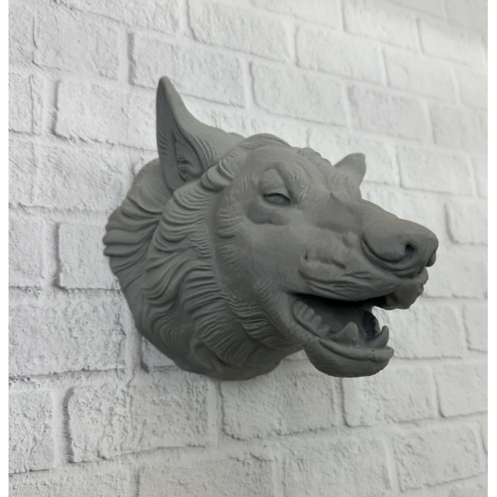 Gri Kurt Duvar Biblosu Güçlü Detaylı Dekoratif Tasarım 25x19 cm