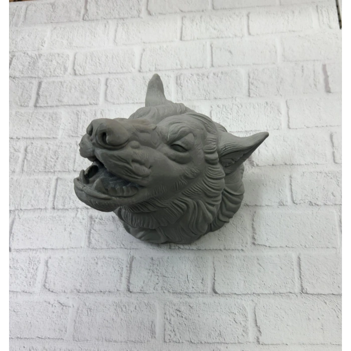 Gri Kurt Duvar Biblosu Güçlü Detaylı Dekoratif Tasarım 25x19 cm