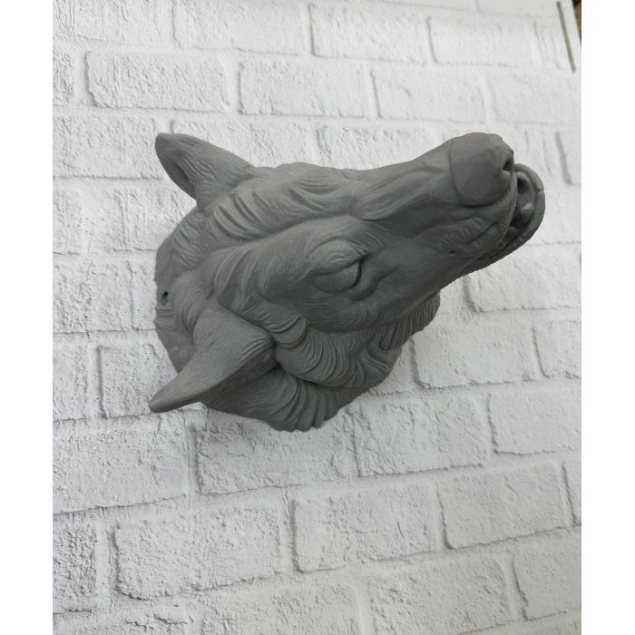 Gri Kurt Duvar Biblosu Güçlü Detaylı Dekoratif Tasarım 25x19 cm