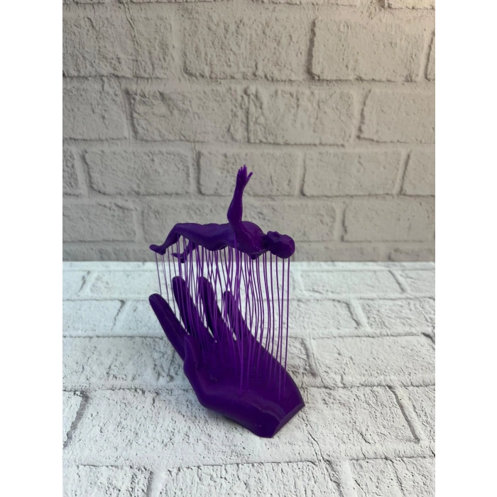 3D El İnsan Figürü Mor Modern Sanatsal Dekoratif Biblo 12x18 cm