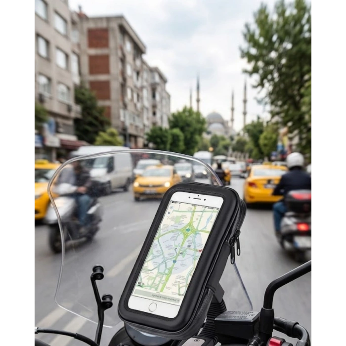 Su Geçirmez Motosiklet Telefon Tutucu Evrensel Gidon Montaj Navigasyon Standı